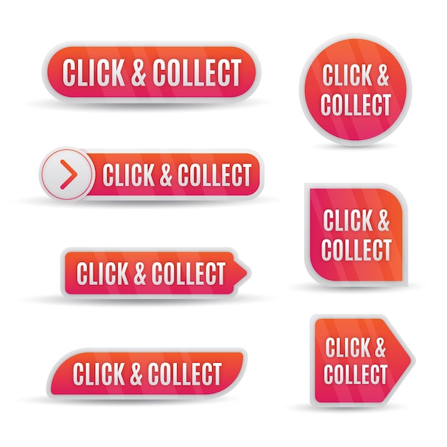 Free vector click and collect button collection