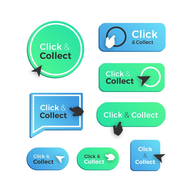 Free Vector click and collect button collection