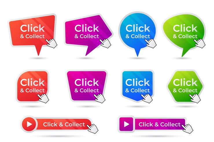 Free Vector click and collect button collection