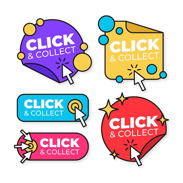 Free vector click and collect button collection