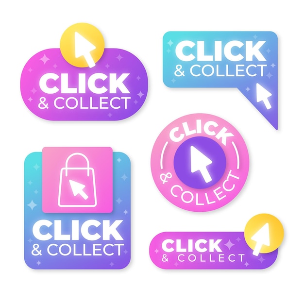 Free vector click and collect button collection