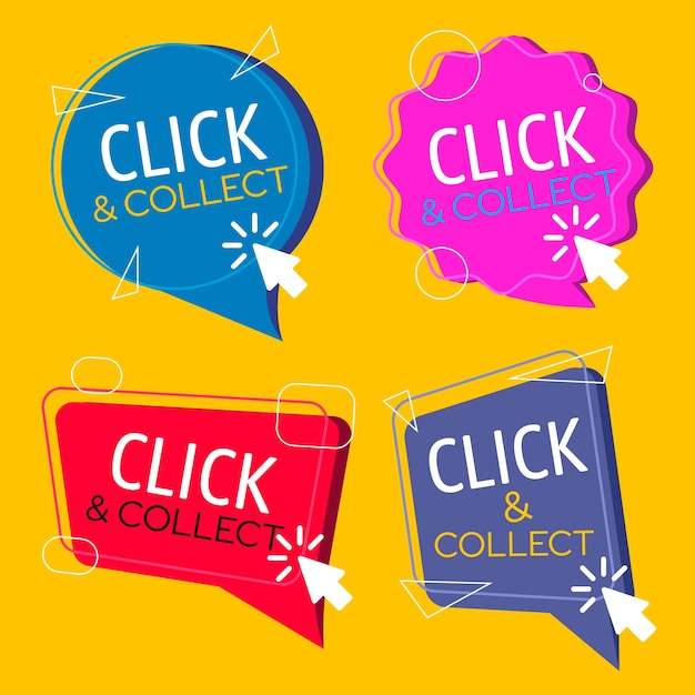 Free vector click and collect button collection