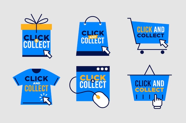 Free vector click and collect button collection