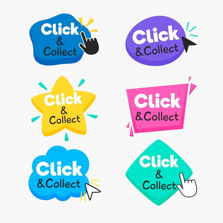 Free Vector click and collect button collection