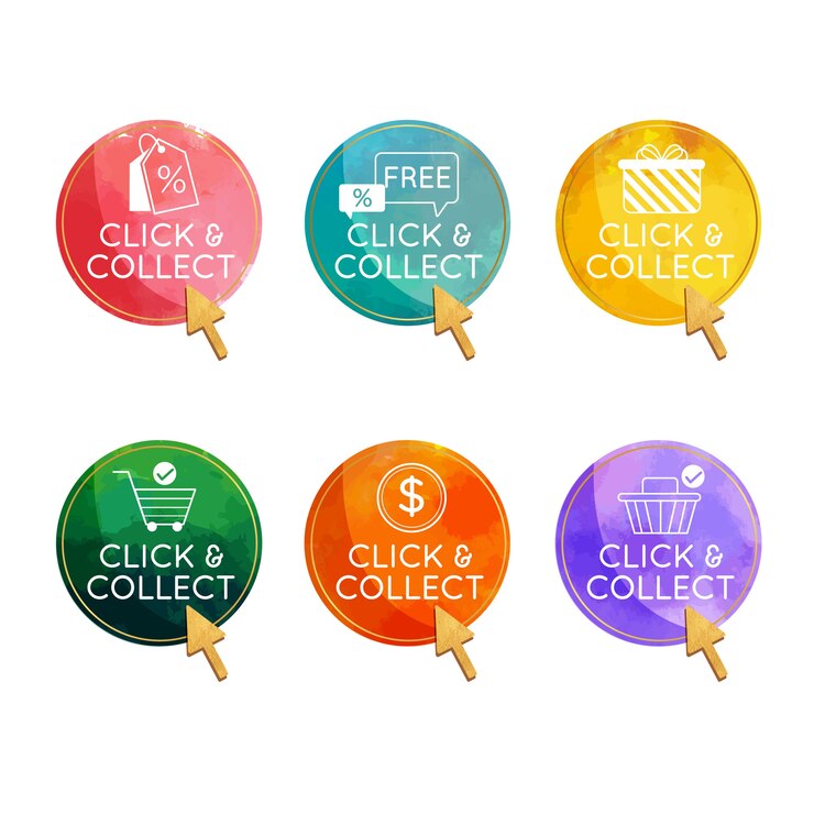 Free Vector click and collect button collection