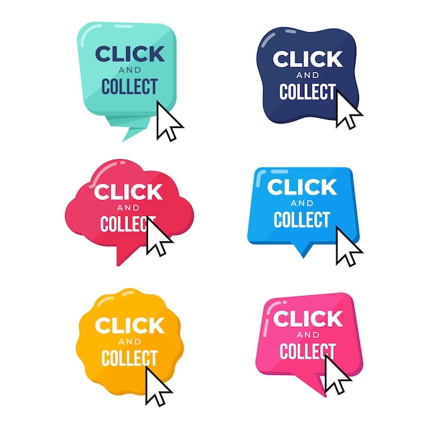 Free vector click and collect button collection