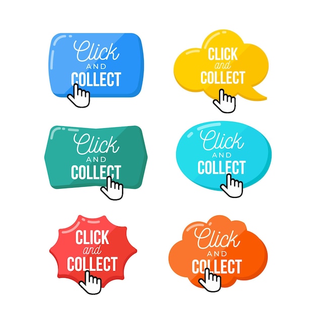 Free vector click and collect button collection