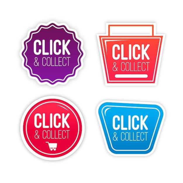 Free vector click and collect button collection