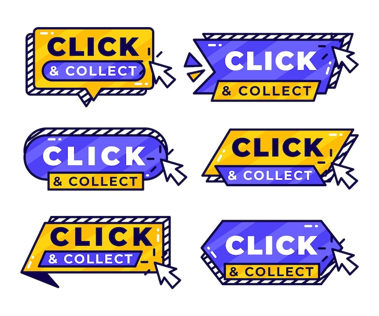 Free Vector click and collect button collection