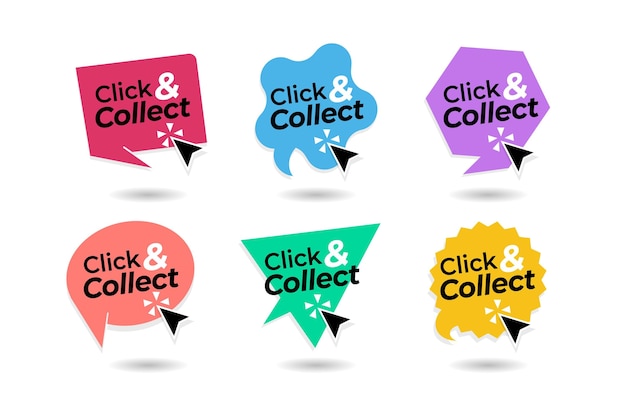 Free vector click and collect button collection