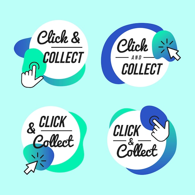 Free vector click and collect button collection