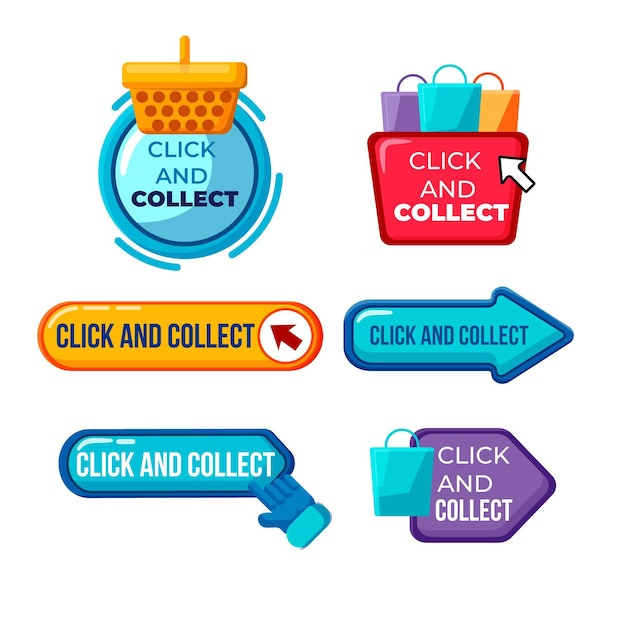 Free vector click and collect buttons collection