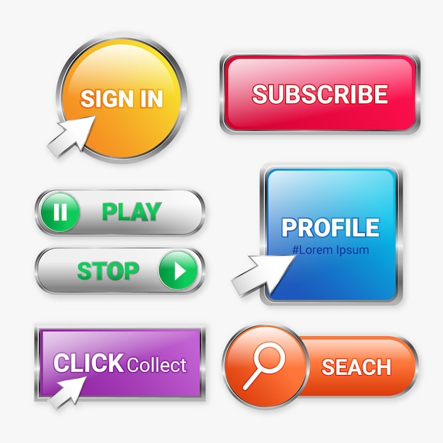 Free vector click and collect buttons