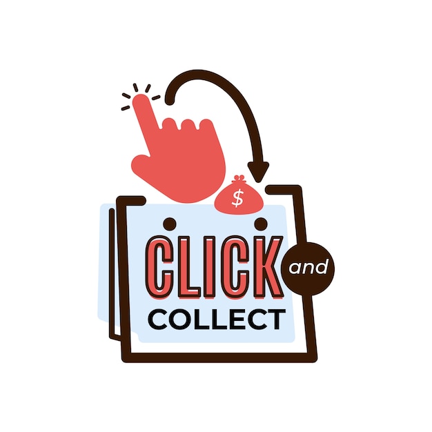 Free vector click and collect detailed logo sign