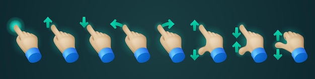 Click on touch screen hand gestures vector icons