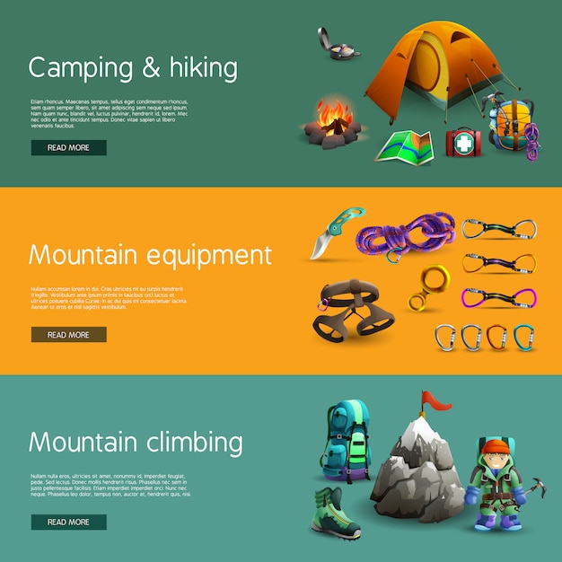 Free vector climbing interactive 3d banners set