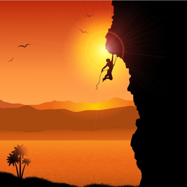 Free vector climbing mountain backlit background