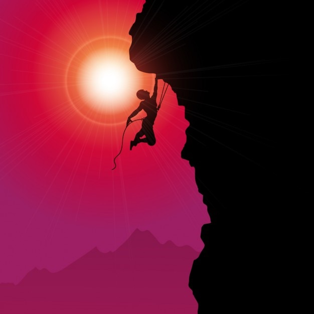 Free vector climbing mountain silhouette