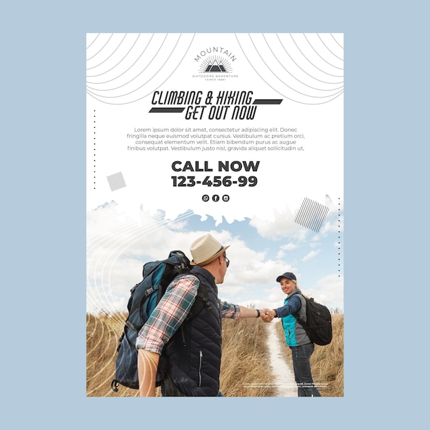 Climbing vertical poster template with photo