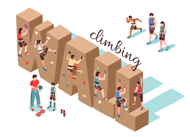 Free vector climbing wall isometric background