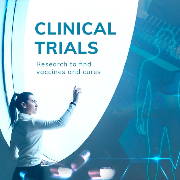 Free vector clinical trials science template vector smart technology social media post/