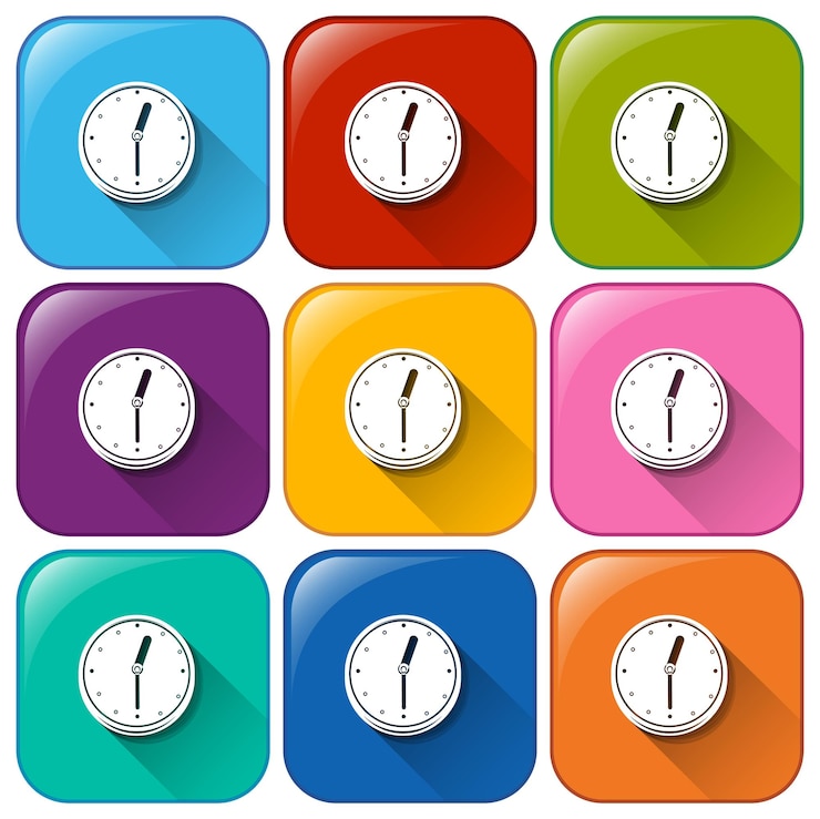Free Vector clock buttons