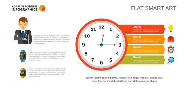 Free vector clock diagram slide template