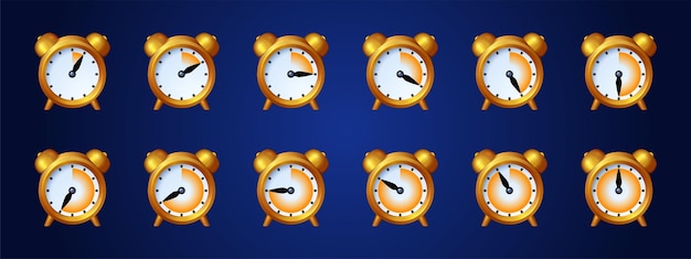 Free vector clock game icons time animation sprite sheet