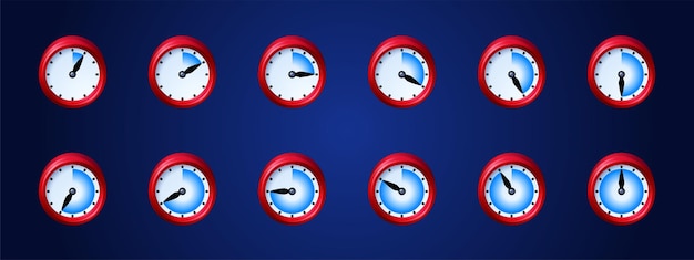 Free vector clock game icons time animation sprite sheet