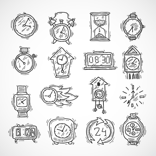 Vettore gratuito set di icone dell'orologio