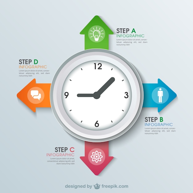 Vettore gratuito infography clock