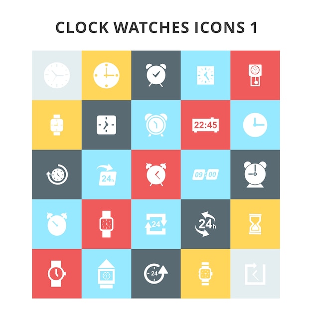 Free vector clock and watches icons set