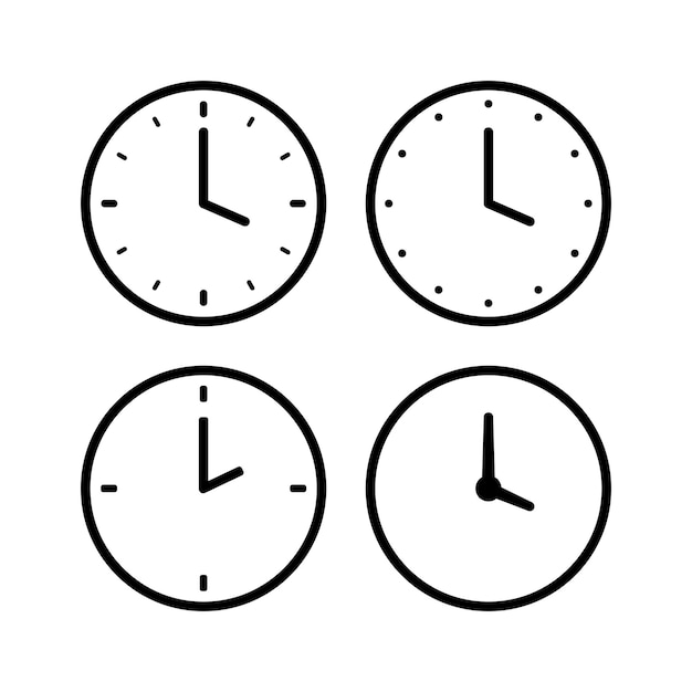 Free vector clocks outline style set