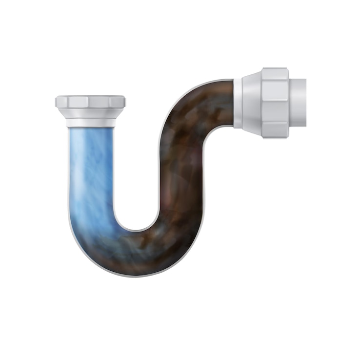 Free Vector clog and water in plastic sink drain pipe