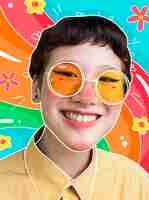 Free vector close up colorful portrait of teenager