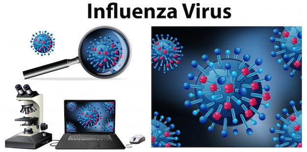 바이러스 인플루엔자 바이러스의 고립 된 개체를 닫습니다