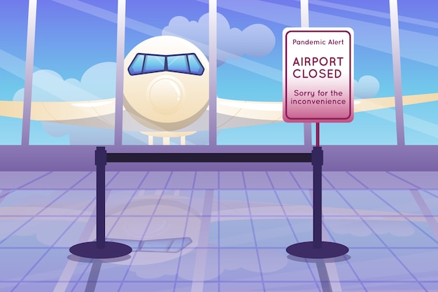 Free vector closed airport pandemic alert