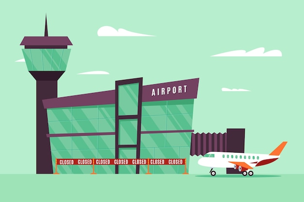 Free vector closed airport in pandemic time