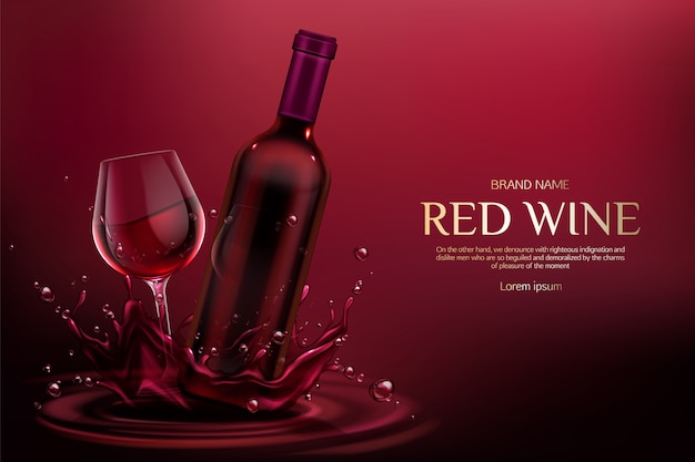 와인 색 액체 밝아진 및 물방울에 알코올 포도 나무 음료와 빈 플라스 크 및 와인 글라스를 폐쇄