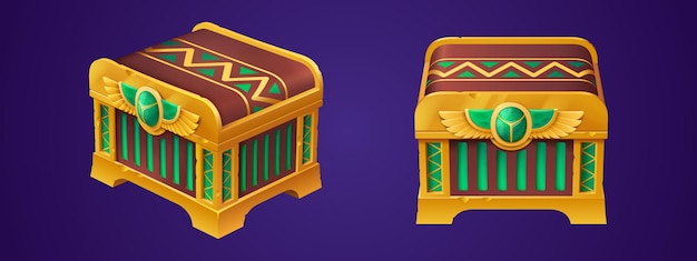 Free vector closed egyptian treasure chest front angle view