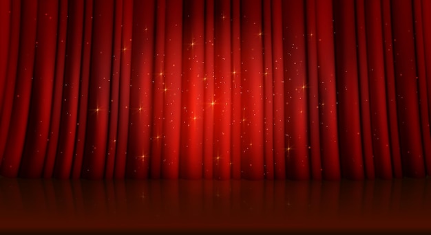 Free vector closed red theater or cinema curtain on stage