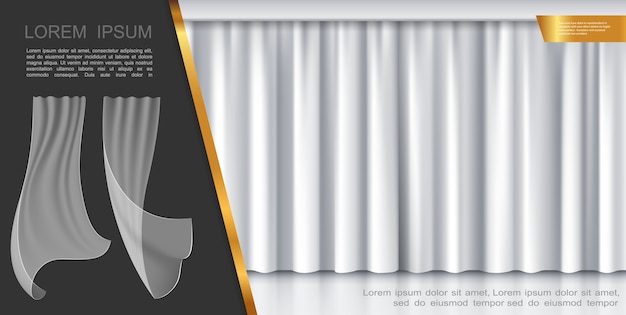 Free vector closed stage white curtains concept