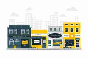 Free vector closed stores concept illustration