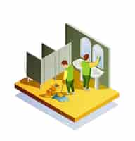 Free vector closet cleaning isometric composition