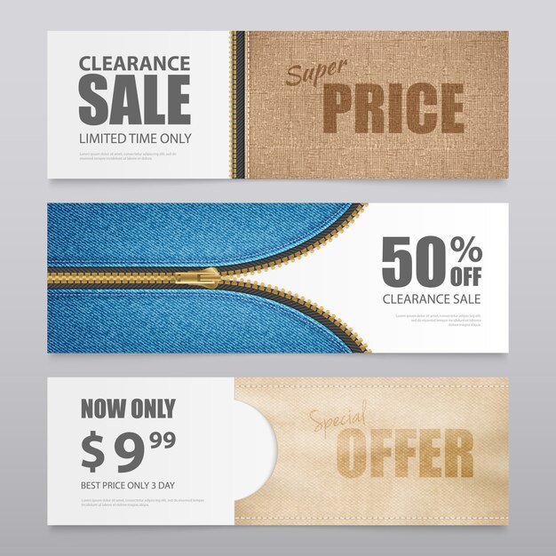 cloth fabric textile banners set 