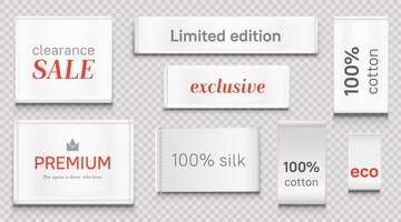 免费矢量布标签服装、高档品牌白色标签