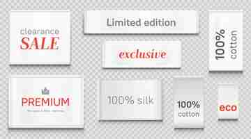 Free vector cloth labels for apparel, premium brand white tags