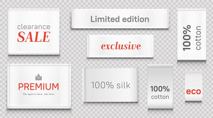 Free Vector cloth labels for apparel, premium brand white tags