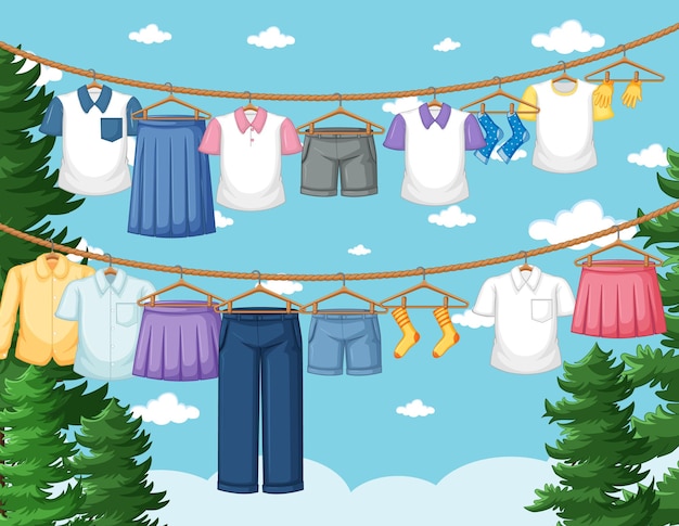 Clothes drying and hanging outdoor