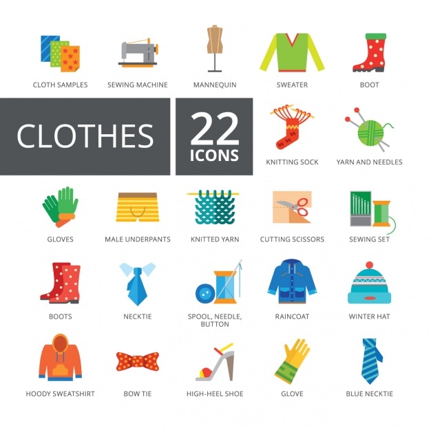 Free vector clothes icons collection